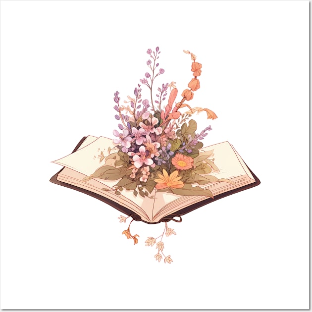 Flowers Of Life And Books Flowers Growing From Book Wall Art by Halby